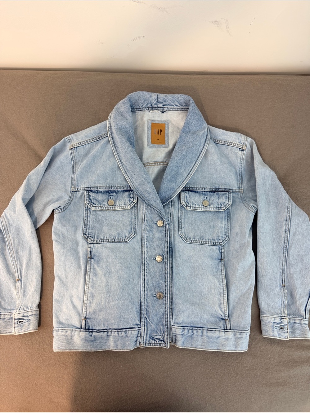 Gap Denim Oversized Shawl Collar Jacket Light Wash Medium M